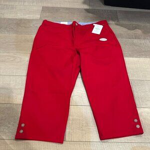 CROFT & BARROW EFFORTLESS RED CROPPED WOMENS PANTS NEW SIZE 18 MID RISE